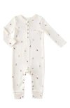 Pehr Babies'  Long Sleeve Organic Cotton Henley Romper In Neutral