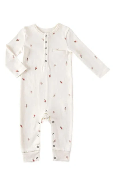 Pehr Babies'  Long Sleeve Organic Cotton Henley Romper In Neutral