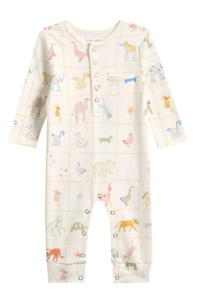 Pehr Babies'  Long Sleeve Organic Cotton Henley Romper In White