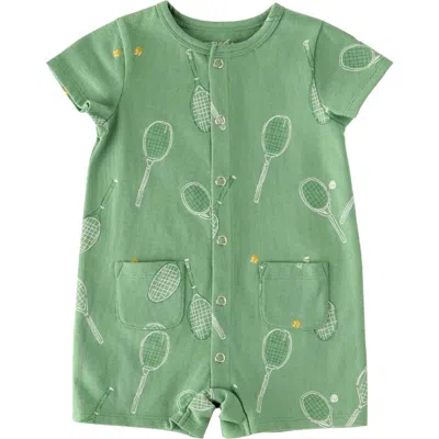 Pehr Babies'  Octopus Oasis Patch Pocket Organic Cotton Romper In Green