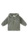 Pehr Organic Cotton Corduroy Quilted Hooded Jacket In Green