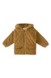 Pehr Babies'  Organic Cotton Corduroy Quilted Hooded Jacket In Yellow