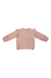 Pehr Organic Cotton French Terry Ruffle Sweatshirt In Pink