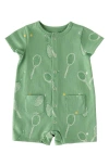 Pehr Octopus Oasis Patch Pocket Organic Cotton Romper In Green