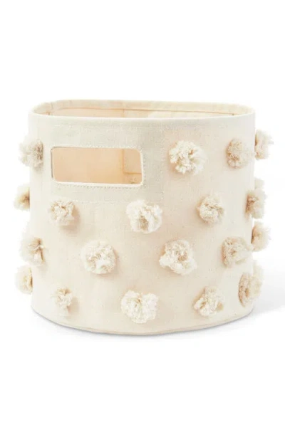 Pehr Pint Pompom Basket In White