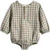 Pehr Plaid Long Sleeve Organic Cotton Flannel Romper In Multi