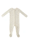Pehr Polka Dotty Pointelle Fitted Organic Cotton One-piece Footie Pajamas In Gray
