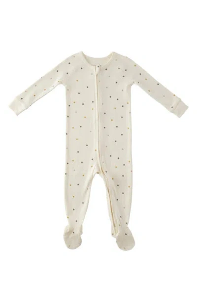 Pehr Babies'  Polka Dotty Pointelle Fitted Organic Cotton One-piece Footie Pajamas In Gray