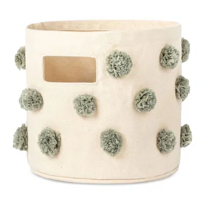Pehr Pom Pom Mini Canvas Storage Bin In Green