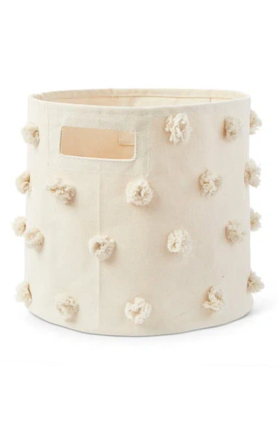 Pehr Kids' Pompom Canvas Bin In Natural