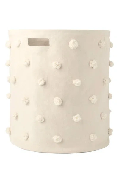 Pehr Pompom Cotton Canvas Hamper In White