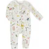 Pehr Babies'  Print Long Sleeve Organic Cotton Placket Romper In Neutral