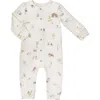 Pehr Print Long Sleeve Organic Cotton Romper In Beige