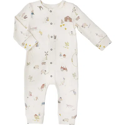 Pehr Babies'  Print Long Sleeve Organic Cotton Romper In Brown