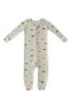 Pehr Print Rib Organic Cotton Footie In Gray