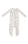 Pehr Babies'  Print Rib Organic Cotton Fitted One-piece Pajamas In Neutral