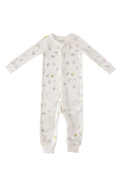 Pehr Babies'  Print Rib Organic Cotton Fitted One-piece Pajamas In Neutral