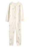 Pehr Babies'  Print Rib Organic Cotton Fitted One-piece Pajamas In Pink