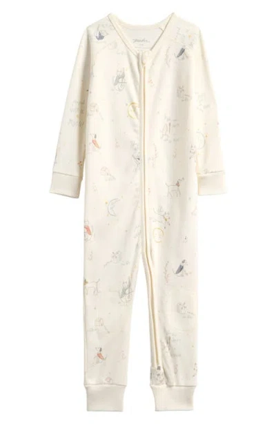 Pehr Babies'  Print Rib Organic Cotton Fitted One-piece Pajamas In Pink