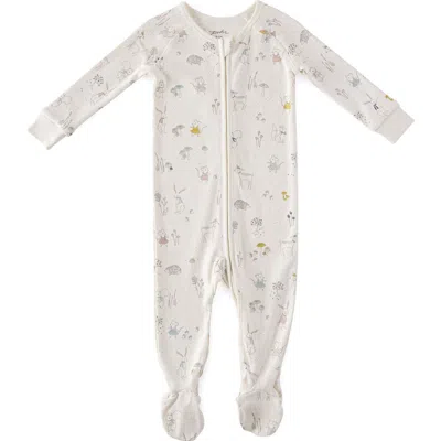 Pehr Babies'  Print Rib Organic Cotton Footie In Gray