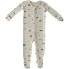 Pehr Babies'  Print Rib Organic Cotton Footie In Gray