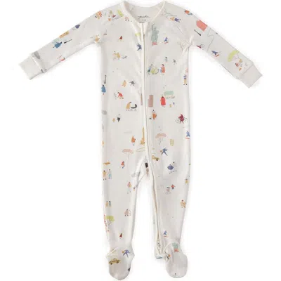 Pehr Babies'  Print Rib Organic Cotton Footie In White