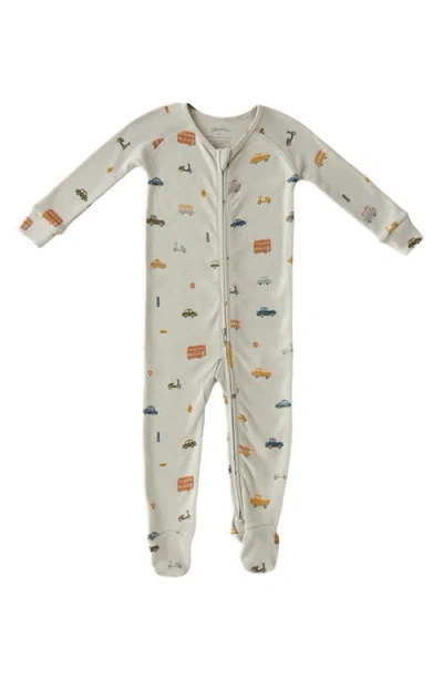 Pehr Babies'  Print Rib Organic Cotton Footie In Gray