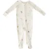 Pehr Print Rib Organic Cotton Footie In White