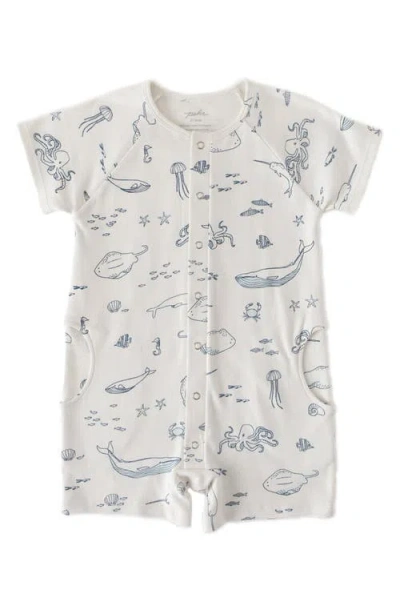 Pehr Babies'  Print Short Sleeve Organic Cotton Romper In Gray