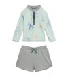 Pehr Rash Guard Top And Shorts Swim Set In Gray