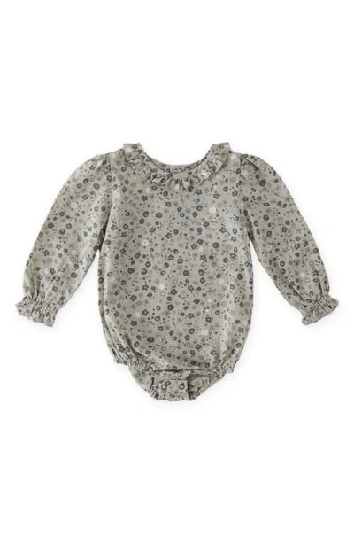 Pehr Babies'  Ruffle Long Sleeve Organic Cotton Bodysuit In Gray