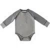 Pehr Sailor Stripe Raglan Sleeve Organic Cotton Bodysuit In Gray