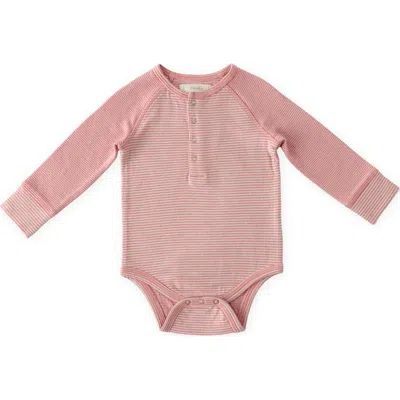 Pehr Babies'  Sailor Stripe Raglan Sleeve Organic Cotton Bodysuit In Pink