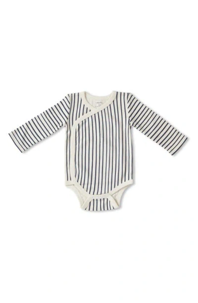 Pehr Unisex Stripes Away Kimono Long Sleeve Bodysuit - Baby In Ink