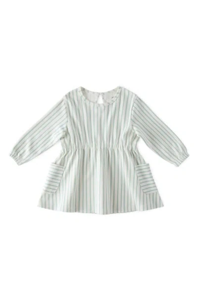 Pehr Babies'  Stripes Away Long Sleeve Organic Cotton Dress In Green