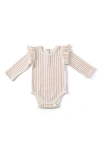 Pehr Babies'  Stripes Away Long Sleeve Ruffle Bodysuit In Pink