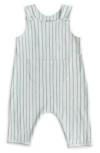 Pehr Babies'  Stripes Away Organic Cotton Overalls In Turquoise/aqua