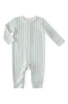 Pehr Babies'  Stripes Away Organic Cotton Pocket Romper In Green