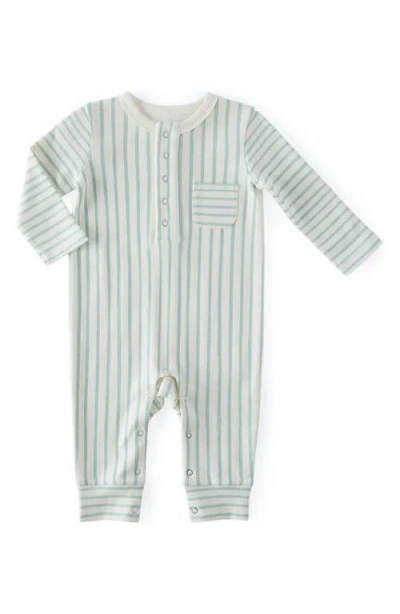 Pehr Babies'  Stripes Away Organic Cotton Pocket Romper In Green