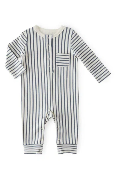 Pehr Babies'  Stripes Away Organic Cotton Pocket Romper In Gray