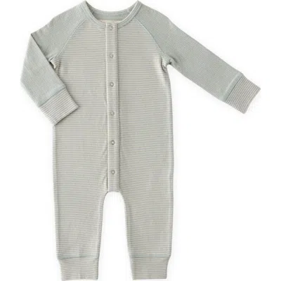 Pehr Babies'  Stripes Away Raglan Sleeve Organic Cotton Romper In Gray