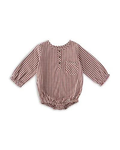 Pehr Unisex Cotton Gingham Long Sleeve Bodysuit - Baby In Burgundy