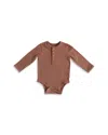 Pehr Unisex Essentials Henley Long Sleeve Bodysuit - Baby In Clay