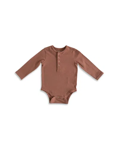 Pehr Unisex Essentials Henley Long Sleeve Bodysuit - Baby In Clay