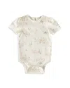 Pehr Unisex Flower Patch Cotton Printed Short Puff Sleeve Bodysuit - Baby In Flower Patch