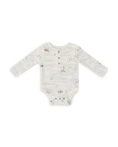 Pehr Unisex Henley One Piece Bodysuit - Baby In Gray