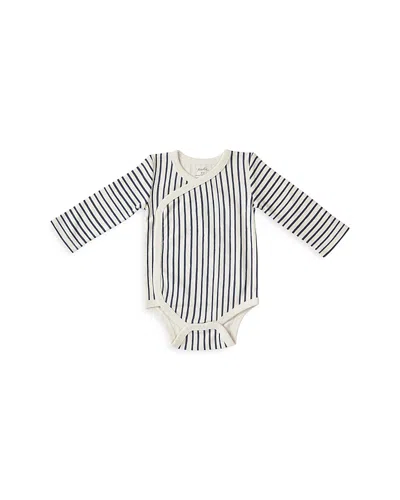 Pehr Unisex Stripes Away Kimono Long Sleeve Bodysuit - Baby In Ink