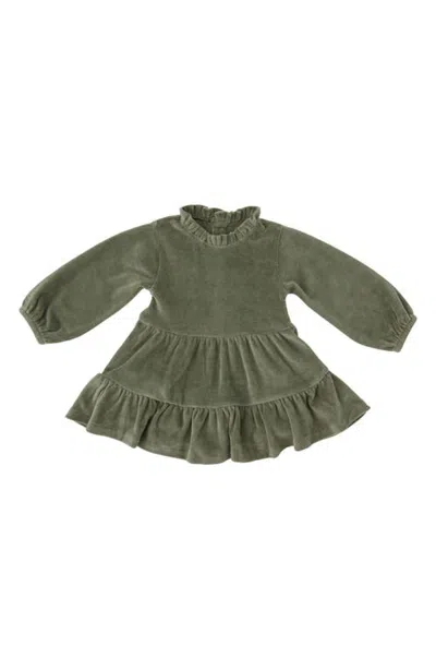 Pehr Kids'  Velour Tiered Long Sleeve Dress In Gray