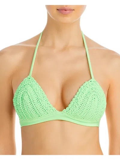 Peixoto Amerie Crochet Womens Crochet Polyester Bikini Swim Top In Green