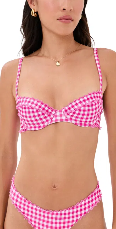 Peixoto Brooke Bikini Top Candy Gingham In Pink